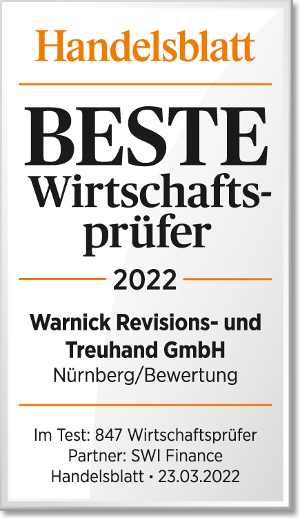 Handelsblatt - Auszeichnung - Bester Wirtschafsprüfer 2022 - Warnick Revisions und Treuhand GmbH