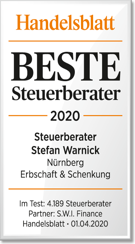 Handelsblatt - Auszeichnung - Bester Steuerberater 2020 - Stefan Warnick